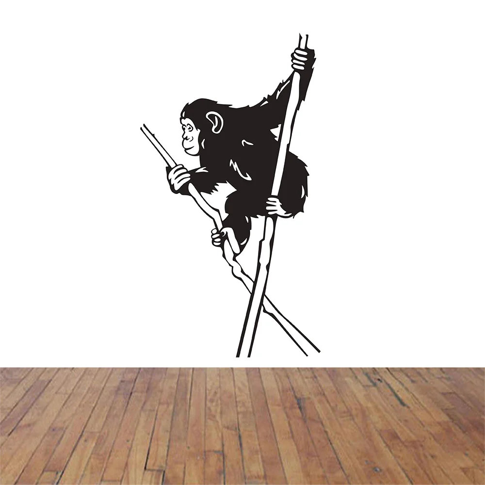 Chimpanzee Animal Wall Decal, Removable Vinyl Art, Mural Sticker, Home Decor