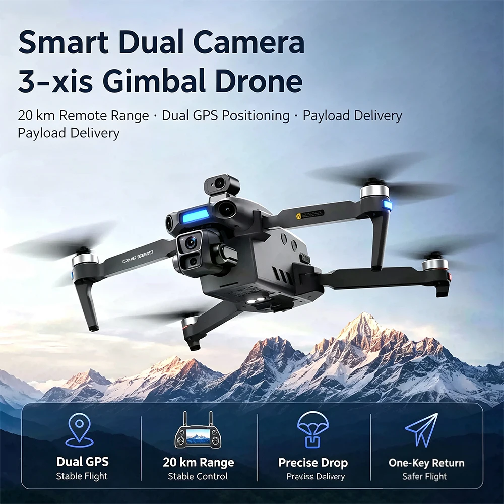 Hot Sale S880 Profesional Drone Ultra 4k Camera 3-Axis Gimbal Quadcopter Outdoor GPS Fishing Drones With 5.5Inch Screen Remote