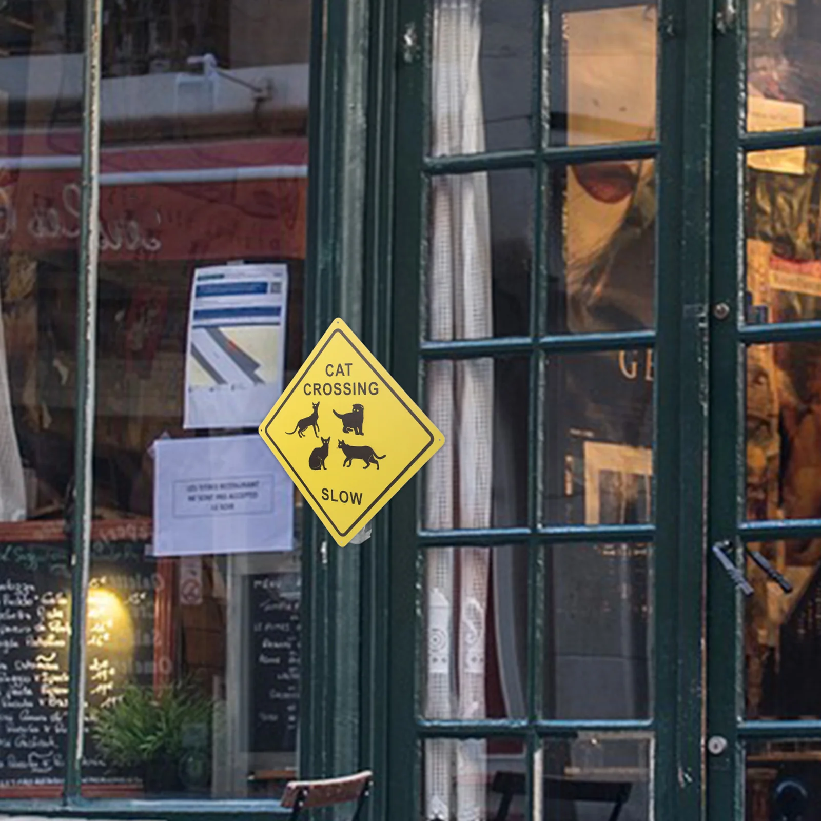 

Pattern Iron Metal Wall Decor For Bar Cafe Home Slow Warning Cat Crossing Sign Metal Iron Cat Crossing Sign Wall Decor