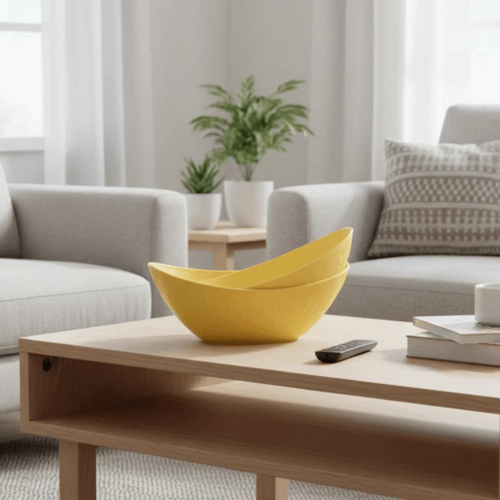 2PCS Durable Plastic Ingot Shape Salad Bowl Thickened Large Capacity Fruit Serving Bowl Drop-proof Preparing-food Bowl Nut