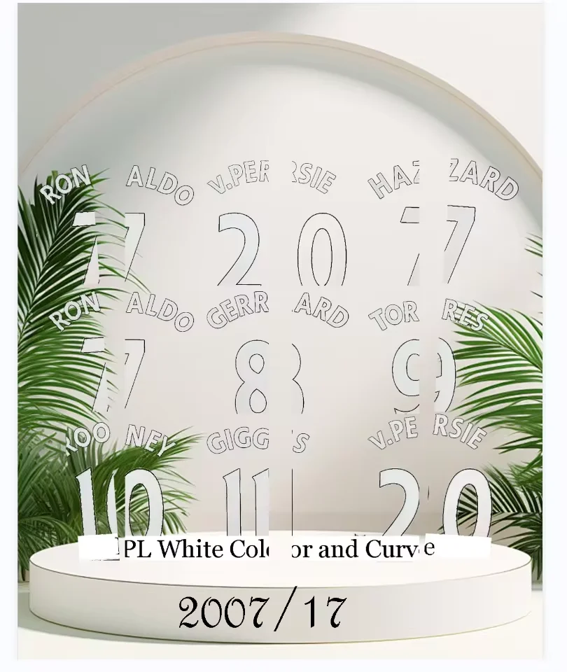 

Top quality 2007-17 Pre-Lea-gue Ronaldo Name sets home white color curved name iron on name and number 2017