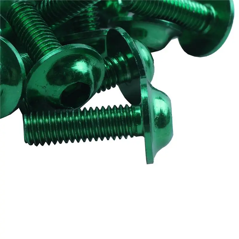 AS94-100 Pcs Green Aluminum Alloy Motorcycle Hexagonal Bolts Screws M6