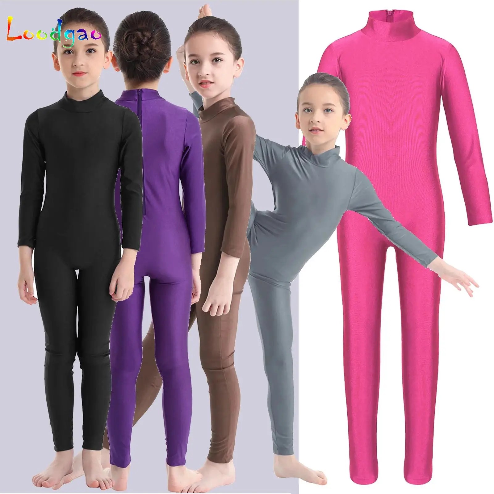 

Kids Long Sleeve Unitards Ballet Jersey Dance Gymnastics Leotards Girls Dancewear Class Training Stage Performance Show Suit