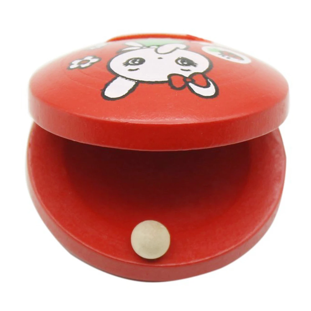 1pc Kid Children Cartoon Wooden Castanet Toy Musical Percussion Instrument