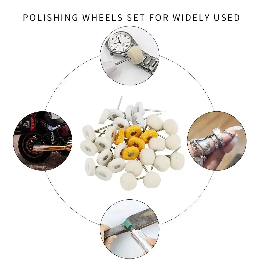 Polishing Buffing Wheel Set Wool Felt Cotton Little Buff Wheel for Rotary Tool Accessories Grinding Bits Watch Jewelry Polishing