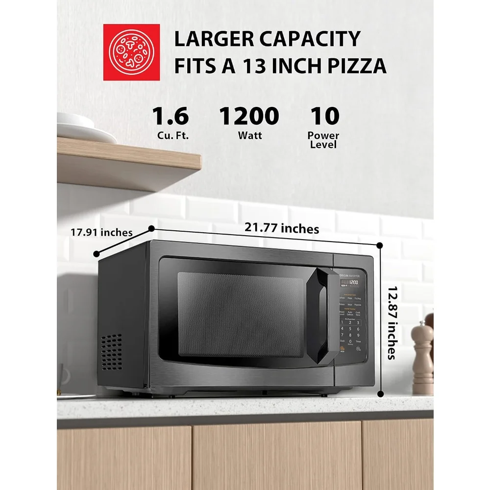 Fornos de microondas com tecnologia inversor, 1,6 Cu.ft, Sensor inteligente de 33lb, 13,6 "mesa giratória removível, Desktop