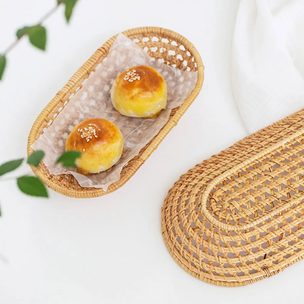 

Natural Woven Fruit Basket Durable Kitchen Utensil Holder Simple Design Storage Supply For Hotel Bedroom Decoration