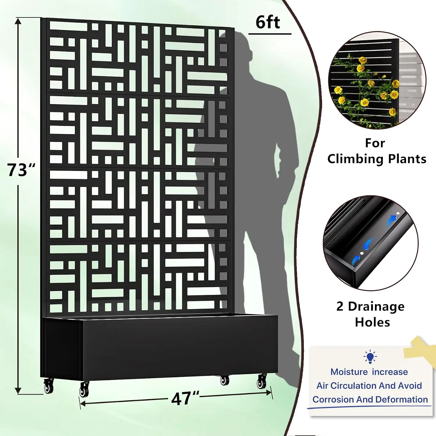 Metal Planter Box with Trellis,72
