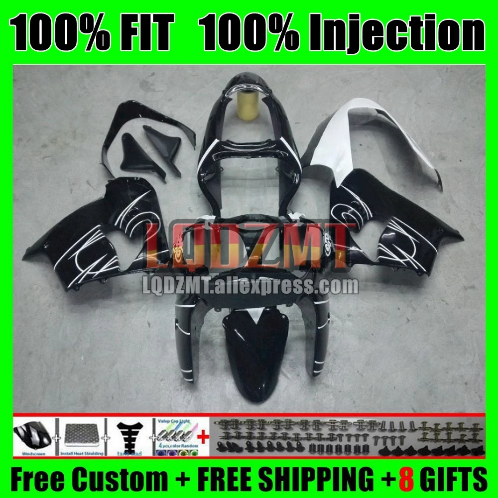 Injection Body For KAWASAKI NINJA ZX Black White 9 R ZX900 ZX-9R ZX9R 00 01 56No.17 ZX9 R 900 CC 900CC ZX 9R 2000 2001 Fairing