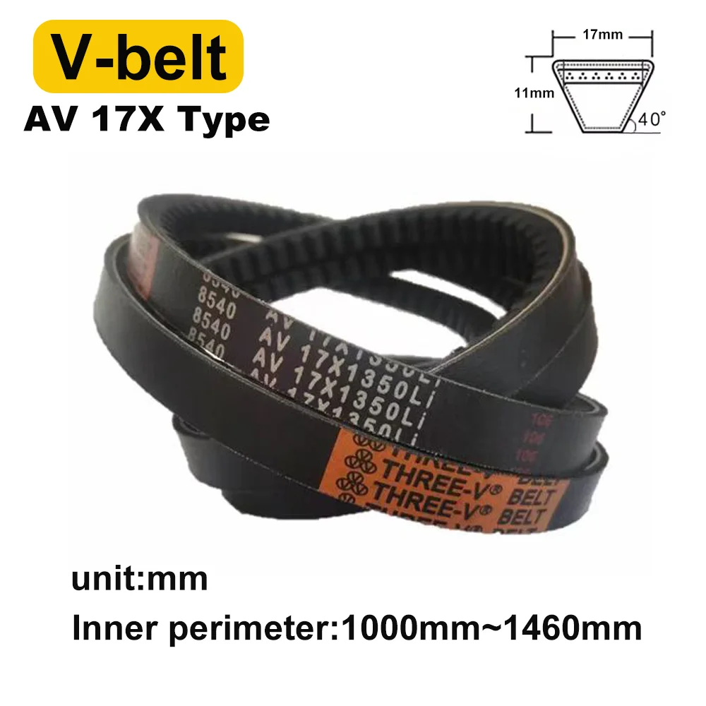 Type AV 17X Raw Edge Cogged V Belt Drive Rubber Toothed Conveyor Belts Transport Strap 1000mm-1460mm
