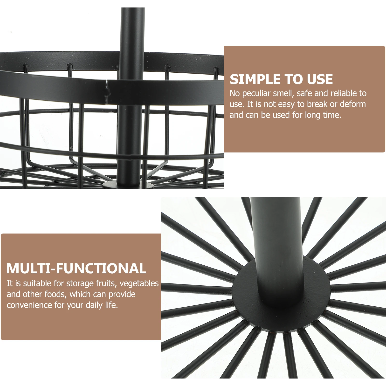 

2-Tier Metal Fruit Basket For Kitchen Large Capacity 2-Layer Storage Basket Wire Organizer Countertop Hanging