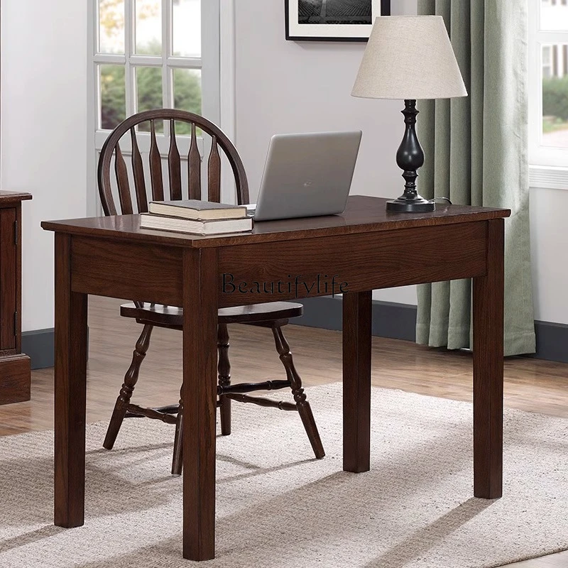 

03.American desk study furniture set combination solid wood writing desk table