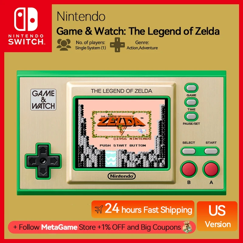 Nintendo Game & Watch The Legend of Zelda 2.36 Inch LCD Screen The Adventure of Link with Clock and Timing Functions