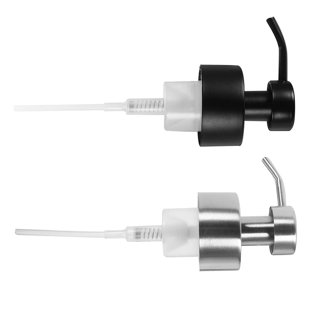 Cabeça da bomba dispensadora de sabão de espuma, 2 peças, aço inoxidável, loção, shampoo, garrafa, preto, prata, para uso em banheiro e cozinha