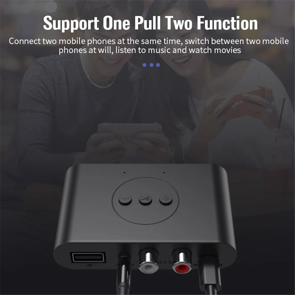 NFC Bluetooth 5.0 Audio Receiver U Disk RCA 3.5mm AUX Jack Stereo Music Wireless Audio Adapter Handfree Calling For Car Speaker
