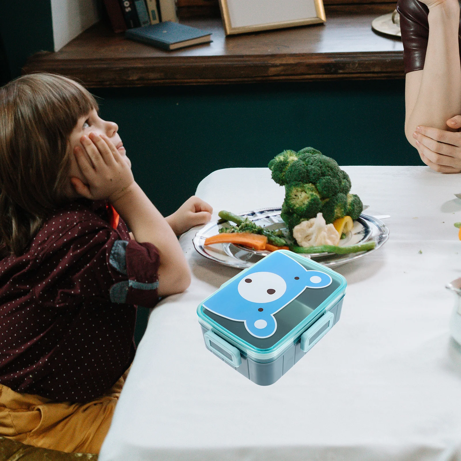 

Bento Lunch Box for Kids Divided Fruit Container Practical Use with Buckle Design Attractive Cartoon Lids Kid's Bento Lunch Box