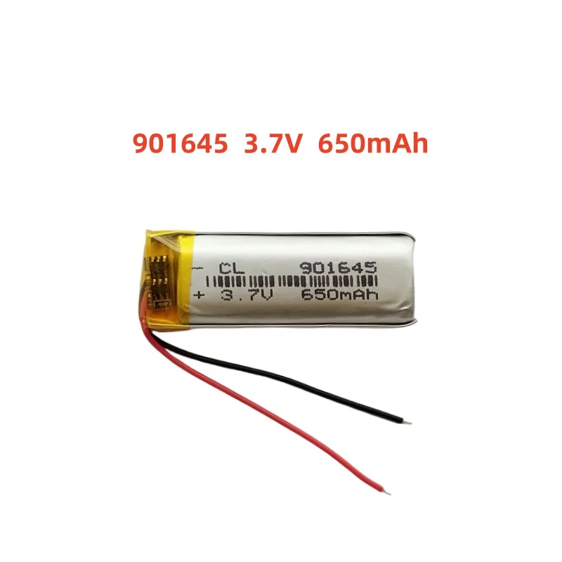 

3.7V 650mAh Li-Polymer Replacement Li Lipo Battery 901645 JST 2Pin 1.0/1.25/1.5/2.0/2.54mm Connector For GPS Camera LED