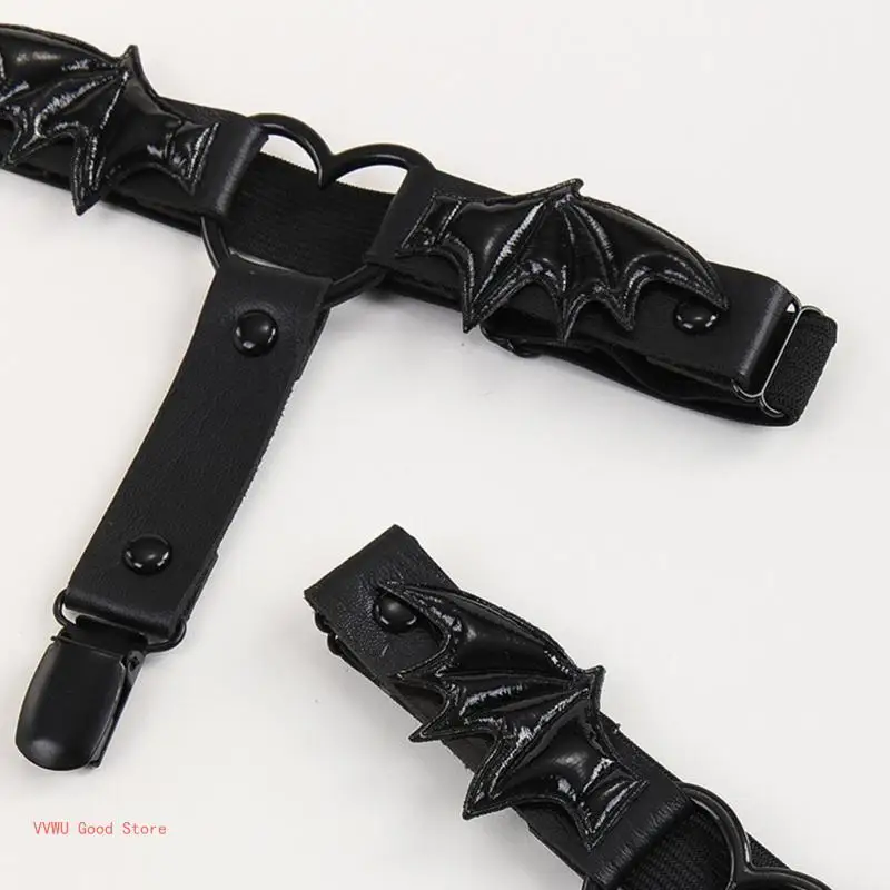 Elastic PU Leather Leg Harness Garter Bat Wing Decor Decor Gothic Thigh Clips