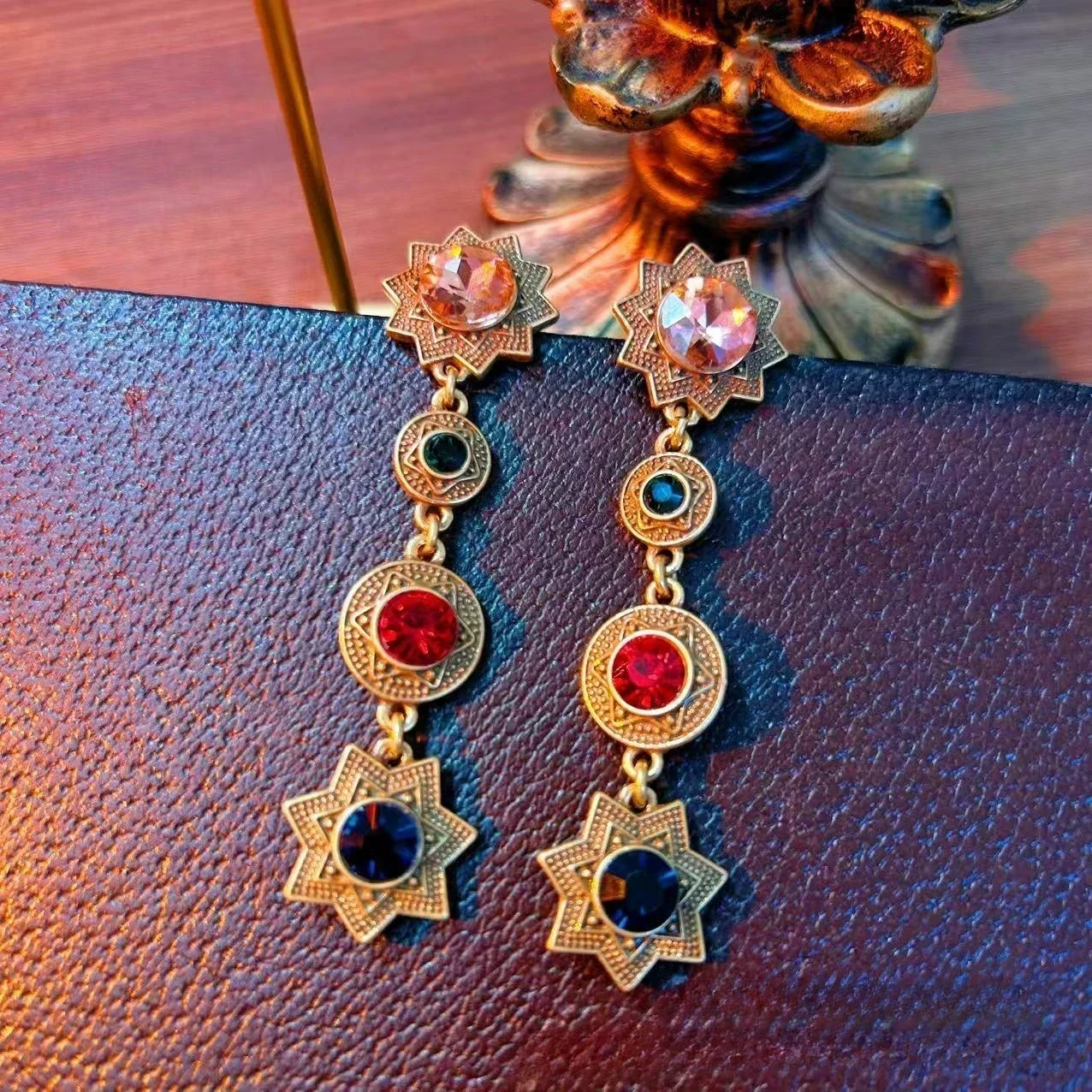 

AETEEY Vintage Ethnic Star Zircon Tassel Earrings S925 Silver Needle Elegant Ear Jewelry