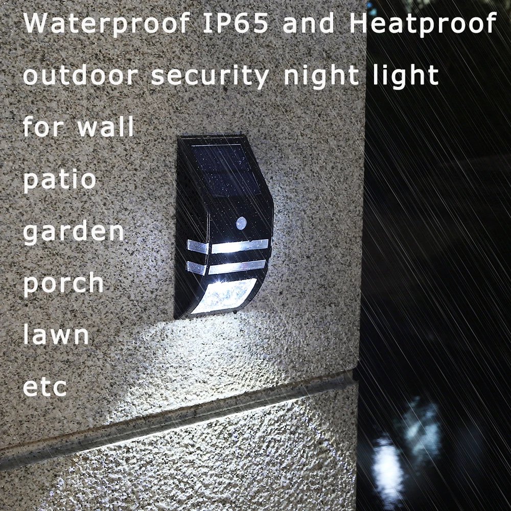 Solar Power Outdoor LED Wall Lamp PIR Motion Sensor Auto Control Waterproof IP65 For Garden Fence Yard Patio Decoration