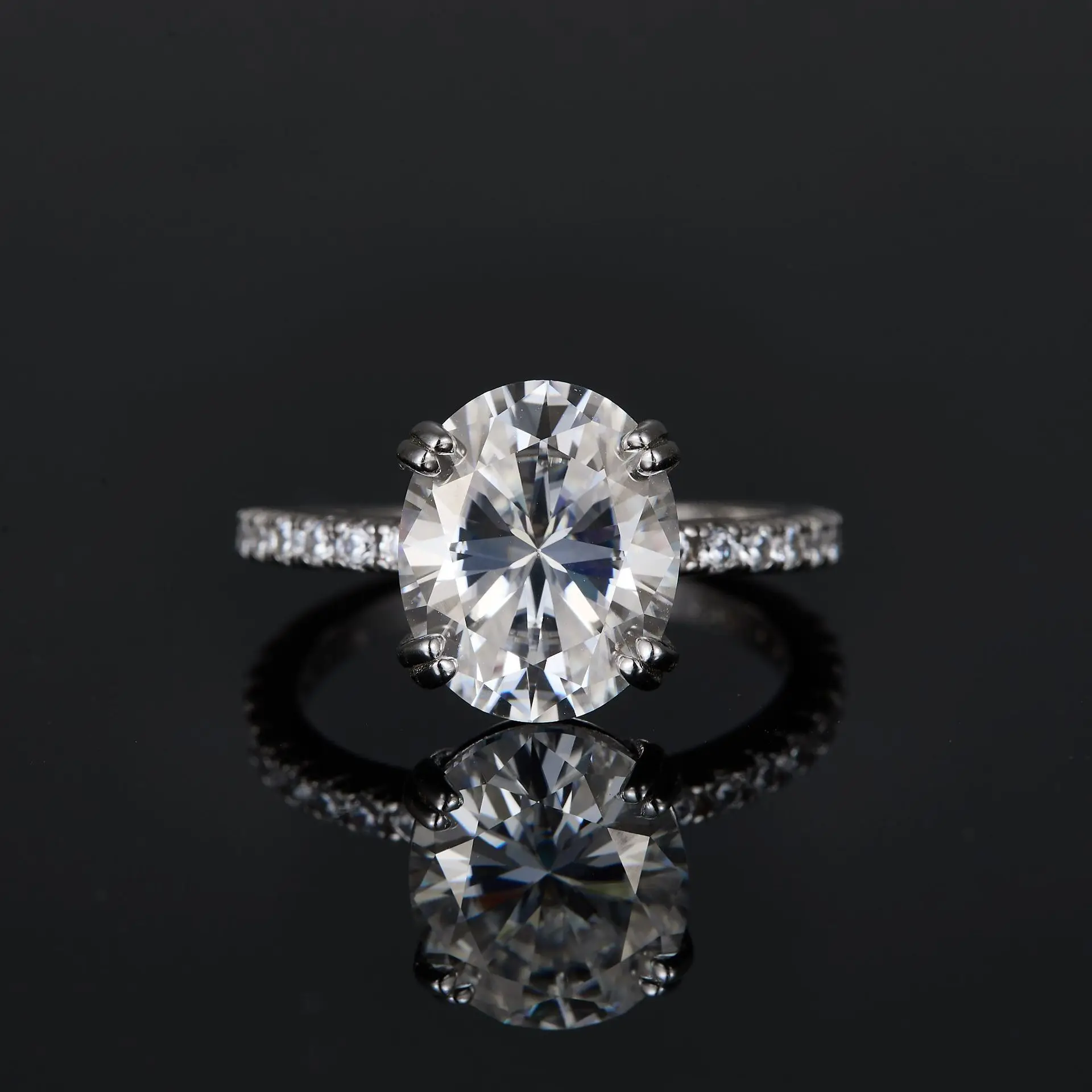 

Luxury 3ct 5ct Oval Moissanite Ring for Women, Round D Color VVS1 GRA Certified Moissanite Band, S925 Sterling Silver Wedding