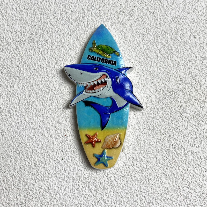 California Souvenirs Home decor Creative Shark surfboard 3D Refrigerator Magnets Collection Arts and crafts gifts