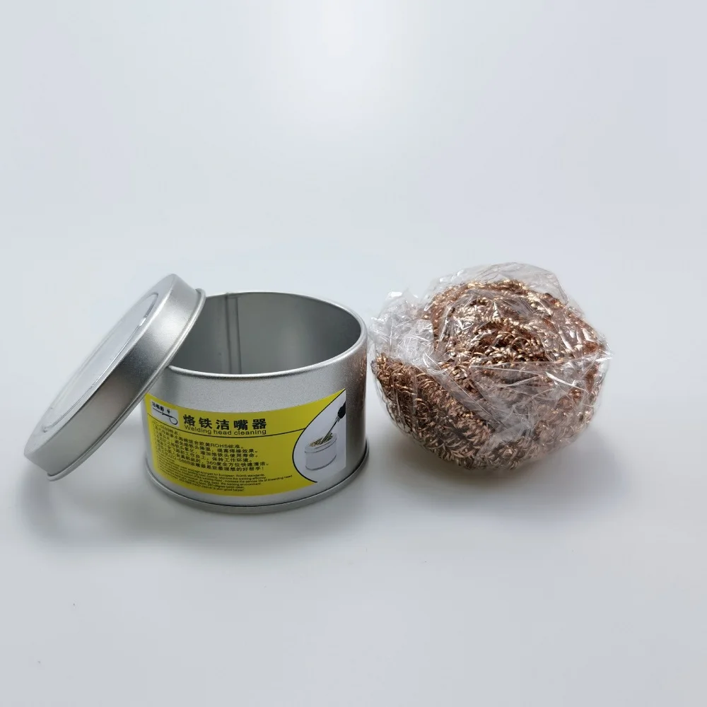 HISEECON Soldering Iron Ball Desoldering Cleaning Ball Nozzle Tip Copper Wire Cleaner Ball Metal Dross Box Clean Ball