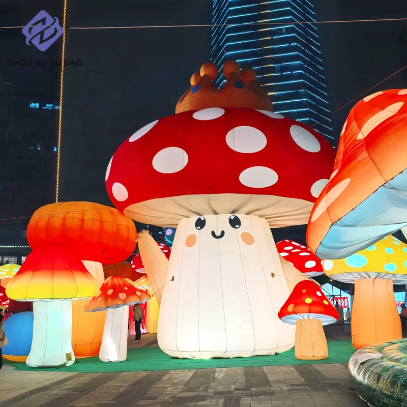 

GIant надувной мультяшный гриб, наружное украшение, светодиодное освещение для сцены, вечеринки, реквизит, декоративные игрушки