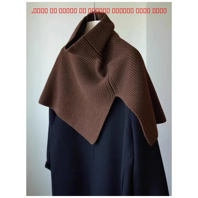 

Осенне-зимний женский вязаный свитер с высоким воротником, теплая модная верхняя одежда, накидка-шарф, теплый воротник-стойка