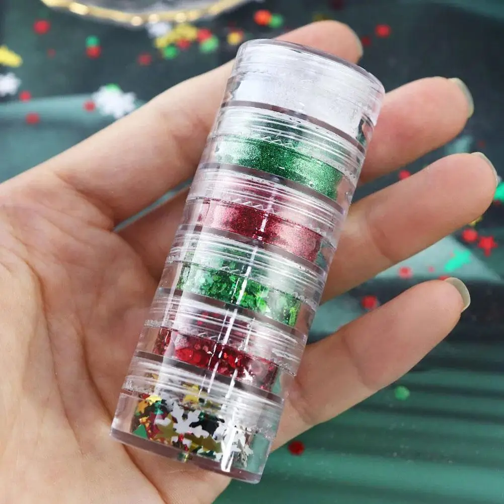 6 farben Weihnachten Schneeflocke Nagel Glitter DIY Weihnachten Nagel Glitter Set Schneeflocken Pailletten Helle Glanz Mehrzweck Glitter Set