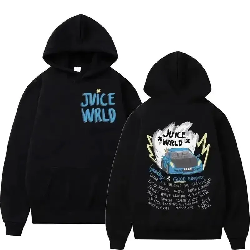 Juice WRLD Sudaderas con capucha para hombres y mujeres Moda Hip-Hop Harajuku Deportes Casual Otoño e Invierno Ropa de calle negra para hombres
