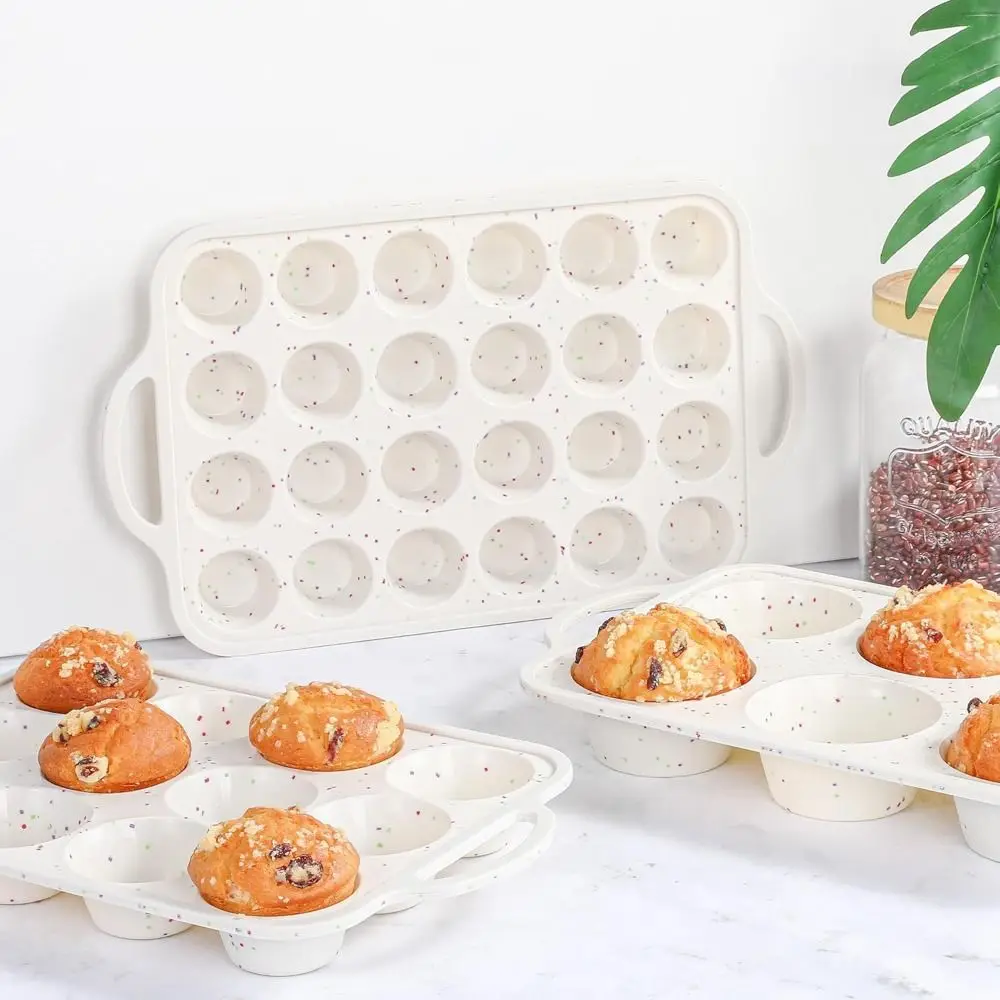 Nonstick Silicone Muffin Pans 24/12/6 Grid Colorful Sprinkle Design Cup Cake Baking Mold Rectangular Heat Resistant Cupcake Pan