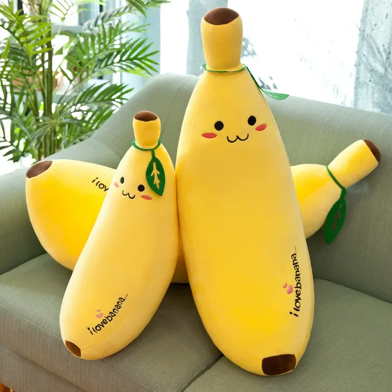 Almofada de frutas recheadas grandes para meninas, brinquedos de pelúcia com banana sorridente, travesseiro macio dos desenhos animados, bonecas criativas, presente dos namorados, 35 cm, 50 cm, 70 cm, 80cm