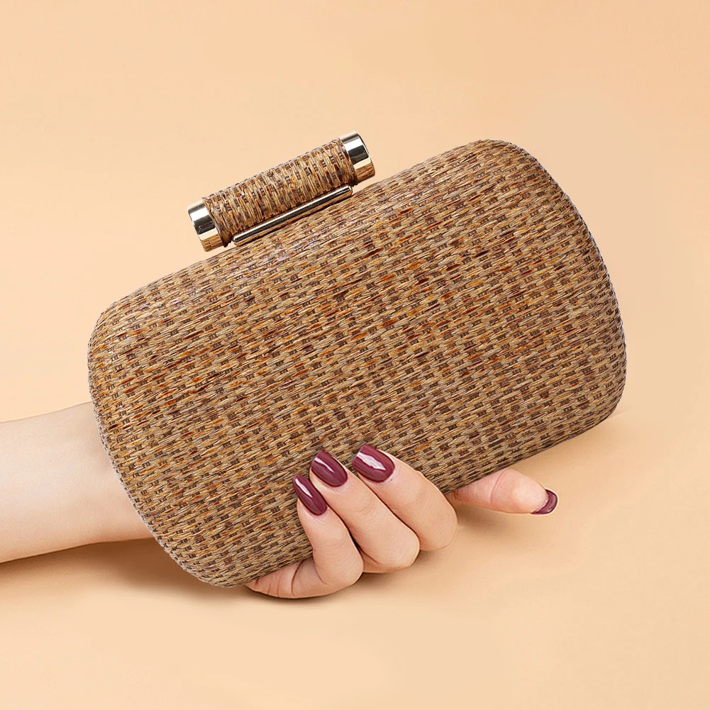 Summer Crochet Vintage Dinner Bag Ladies Hand-Woved Evening Bag Trend Straw Weaving Clutch Bag Women Fashion Chian Crossbody Bag