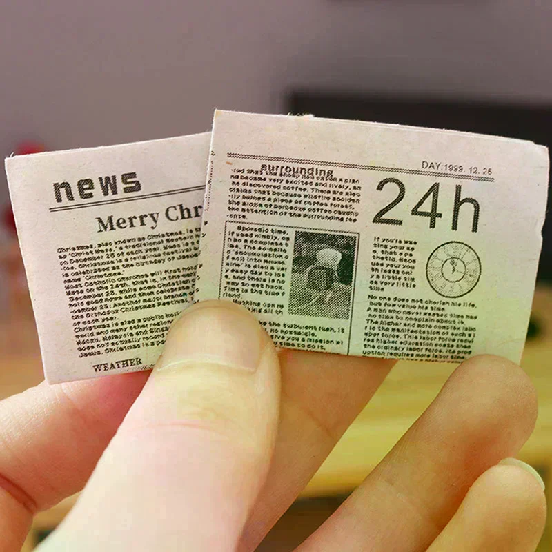 ชุดหนังสือพิมพ์จิ๋วสไตล์เรโทรสำหรับบ้านตุ๊กตา 1/12 ของเล่นจำลองแบบเฟอร์นิเจอร์ตกแต่งบ้าน