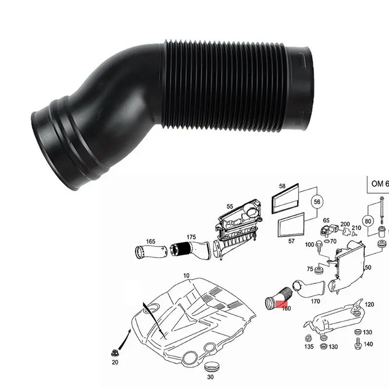 A1645051761 A1645051861 Pair Of Engine Air Intake Hose For Benz GL-CLASS X164 M-CLASS W164 GL350 ML350