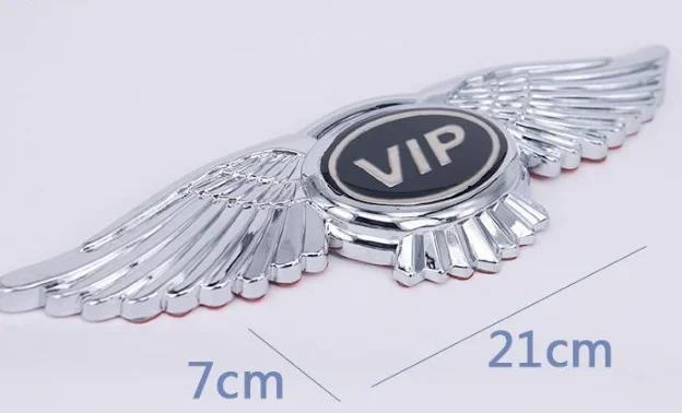 

3D Metal Luxury VIP Logo Wings Car Bonnet Hood Emblems Badge Decal Sticker