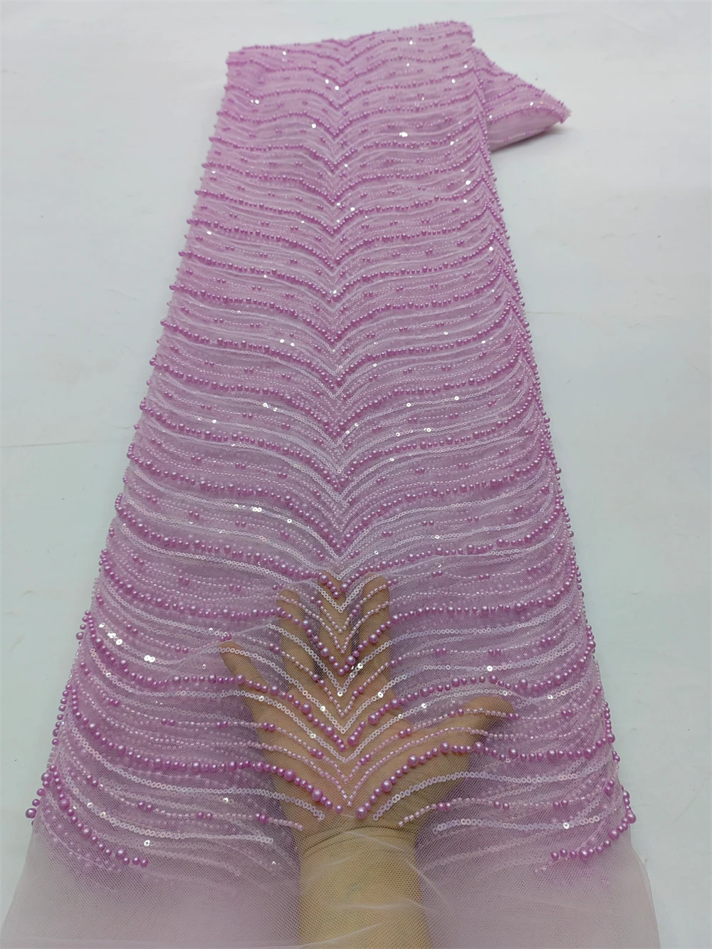 زينة للملابس قماش دانتيل أفريقي 2025 نيجيري مطرز بالترتر شبكة فرنسية 5 ياردات لخياطة فساتين حفلات الزفاف