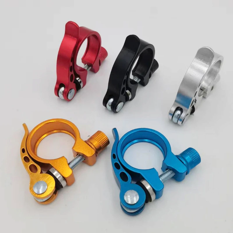 自転車シートポストクランプ 31.8/34.9mm クイックリリース アルミ合金 自転車シートポスト サドルロック ロードMTBサイクリングアクセサリー