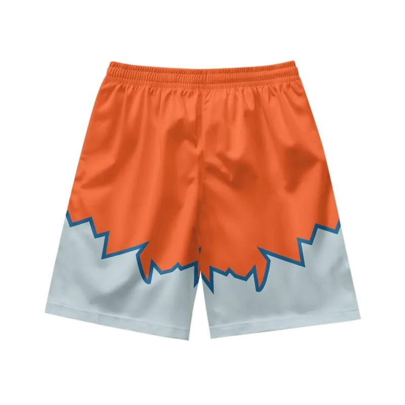 Orange blue color blocked letter print casual, personalized, loose and fashionable summer men's drawstring basketball shorts