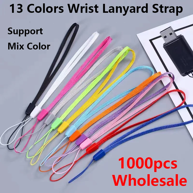 1000pcs Hand Wrist Lanyard Strap String Short Grip Lanyard for USB Flash Drive Keychain Badge Holder Phone Straps DIY Hang Rope