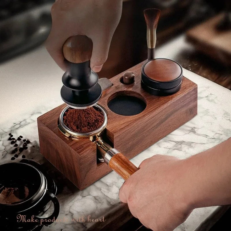 

58 мм станция для тампера для кофе, деревянная основа из цельного дерева для хранения аксессуаров для итальянских кофемашин