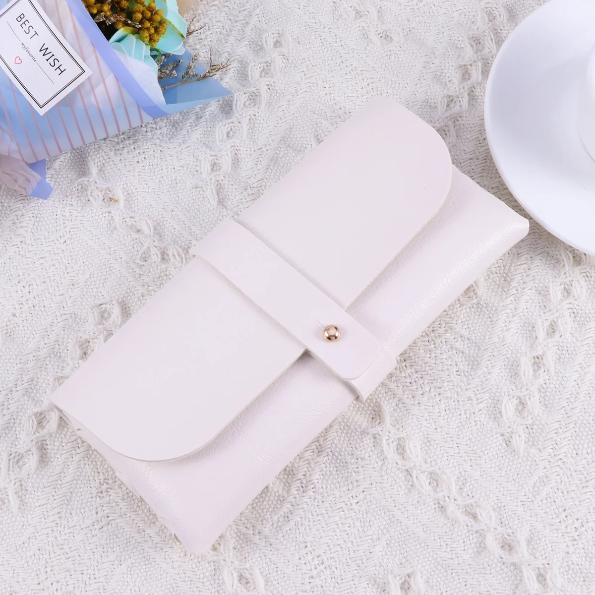 

PVC Glasses Case Buckle Clamshell Handmade White Stylish Cover Bag Slim Large Capacity Protective Holder for Glasses