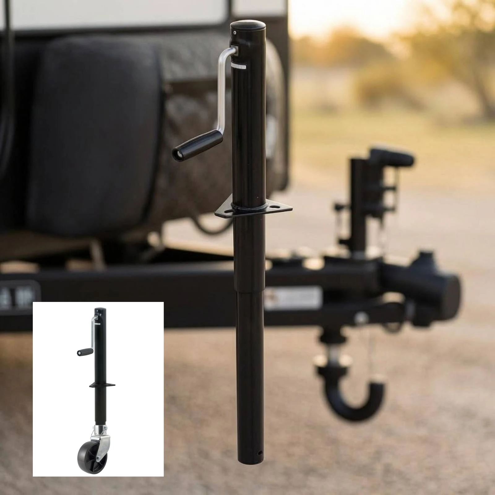Side-Wind Vehicle Lift Stand Triangular Mounting Plate Manual Crank Vehicle Lift Round Tube Body Gear Housing for Rv Owners view 6