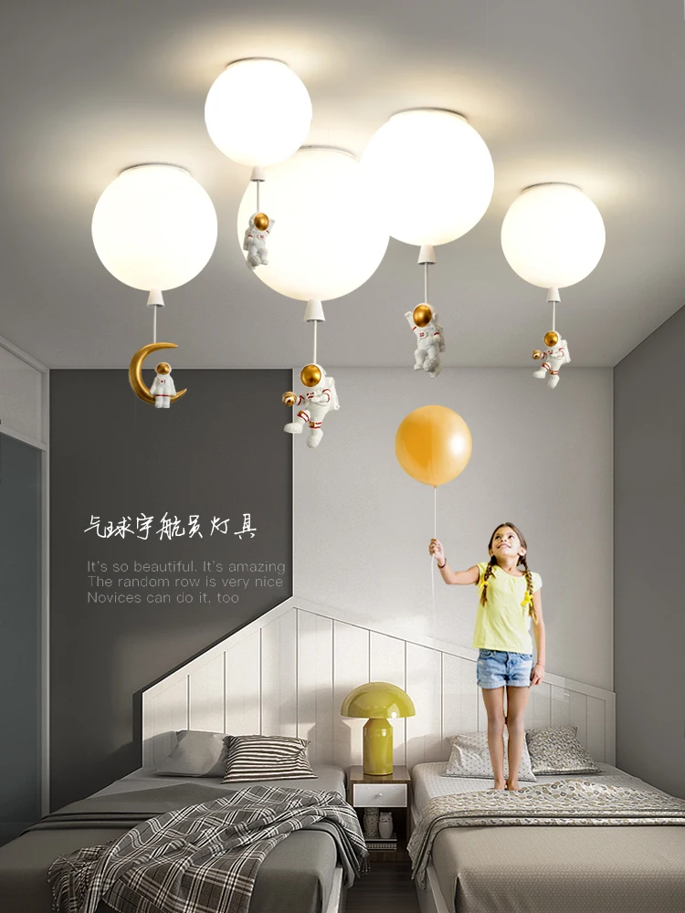 Astronaut Creative Children's Room Light, Red INS Pendant Light, Astronaut Corridor Male and Female Room Ceiling Light