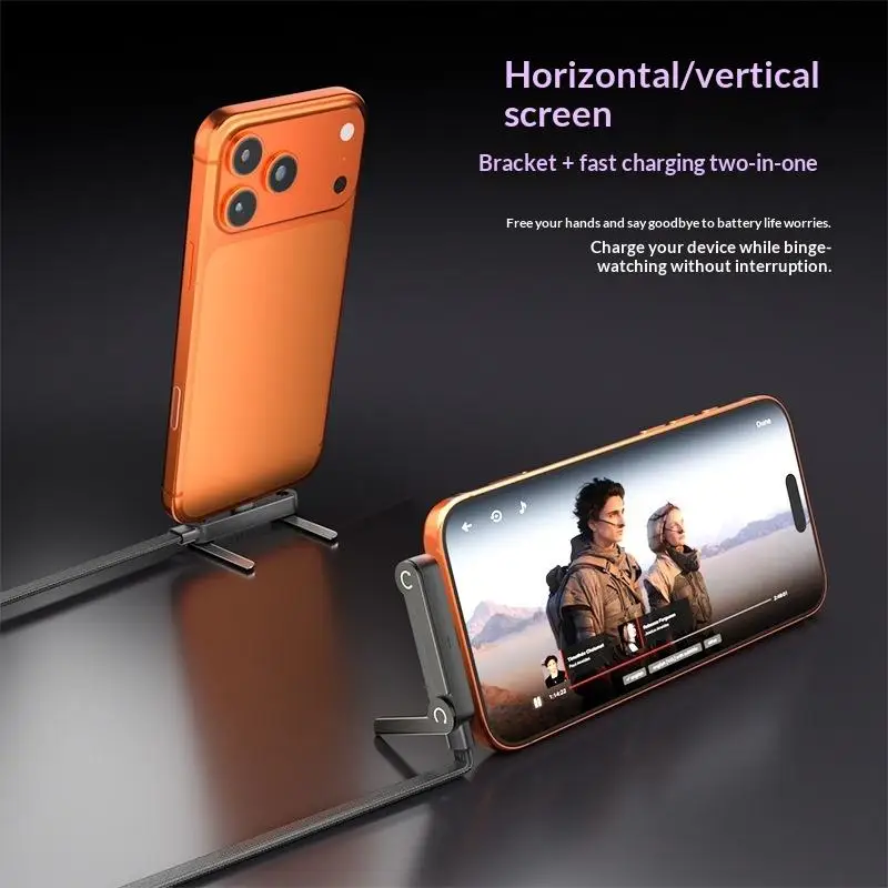 65W 2 In 1 USB To Type C Cable Type C Fast Charging Desk Holder Cord Foldable Bracket Data Cable For Phone