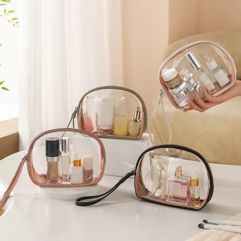 Travel Makeup Bag Easy To Clean Transparent Toiletry Bag Clear Cosmetic Bag Portable Pvc Cosmetic Case For Office Makeup Storage