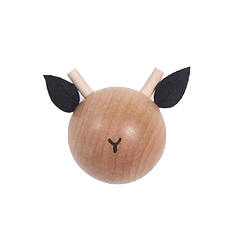 Children's Room Decoration Wooden Coat Hook Cartoon Animal Head Wall Hooks Kindergarten Deer/Bear/Rabbit Hook