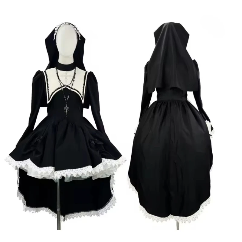 

New Halloween Carnival Party Black Gothic Lolita Women Japanese Lace Victorian Punk Style Lolita Dress Stage Perfermance Costume