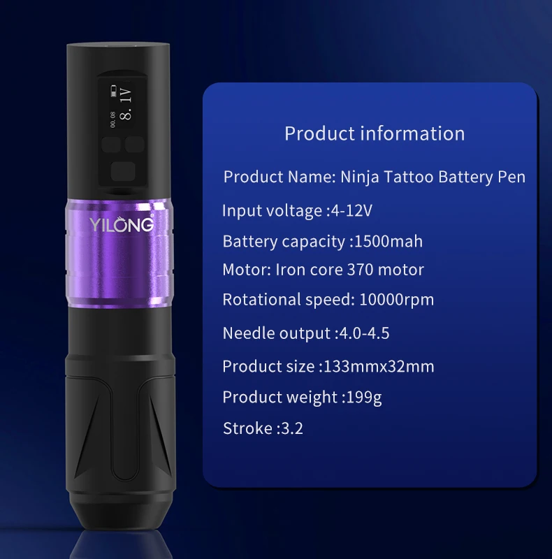 タトゥーキット YILONG タトゥーペンキットアートメイクタトゥーマシンキットワイヤレスタトゥー電源タトゥーガンキット